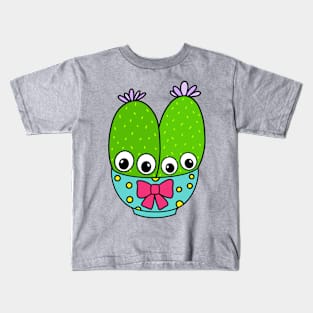 Cute Cactus Design #313: Cacti Couple In Cute Bowl Kids T-Shirt